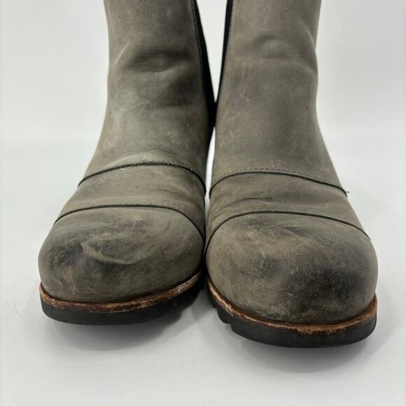 Sorel Lea Hidden Wedge Chelsea Ankle Boots Gray Leather Pull On Women's Size 10 - Picture 6 of 12